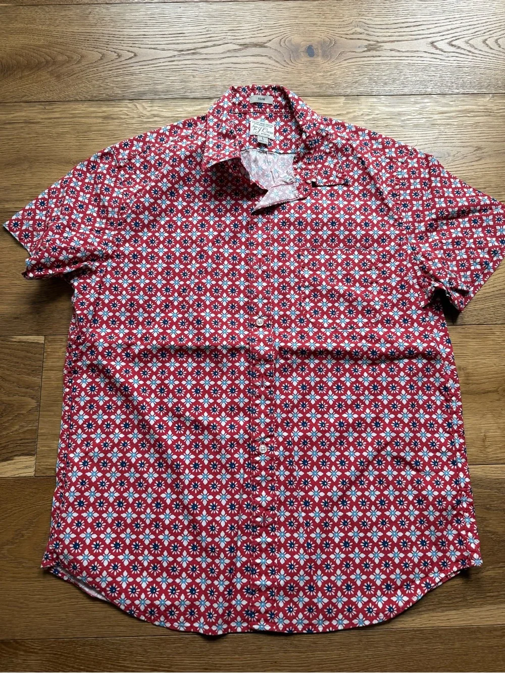 J. Crew Men’s Red Collared Short-Sleeve Button-Down Shirt Duo size Large